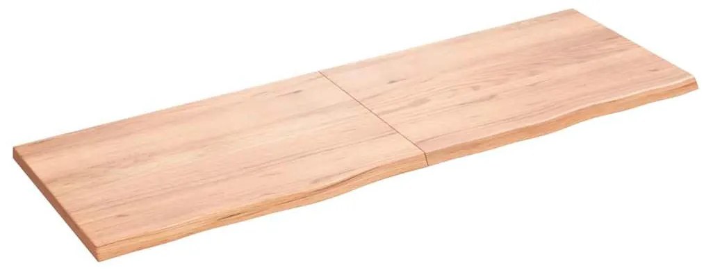 világosbarna kezelt tömör fa fürdőszobai pult 180x60x(2-4) cm