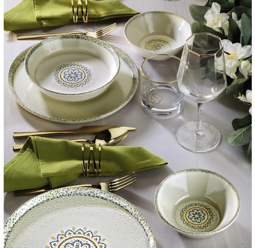 18 darabos étkészlet zöld/porcelán