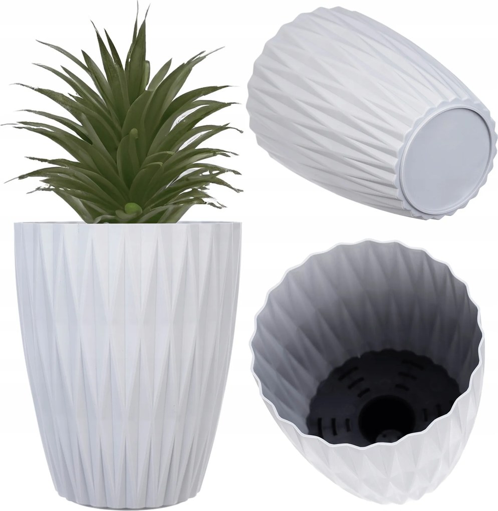 Virágtartó Fedő 14,5cm Műanyag Virágok 3D Kerek Betéttel Szürke