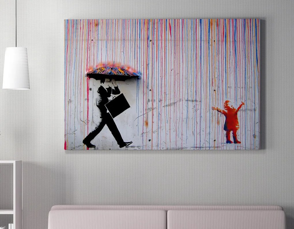 WY64 Banksy Színes eső vászonkép, 50 x 70 cm