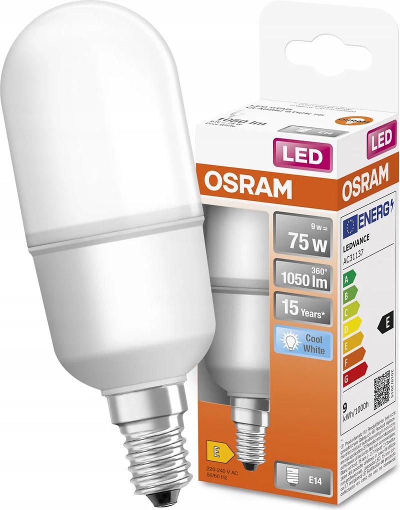Led izzó E14 Cső 9W 75W 4000K Stick Osram