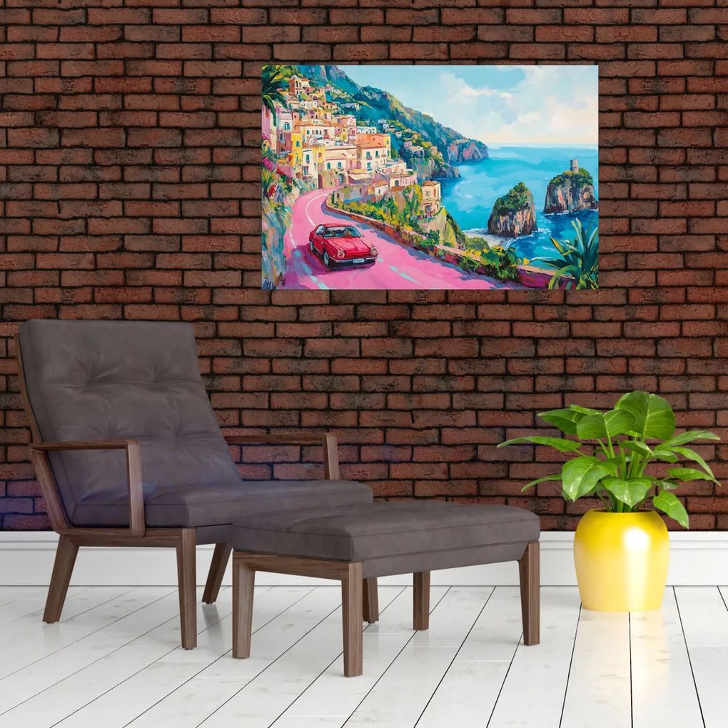 Kép - Rózsaszín part menti út (90x60 cm)