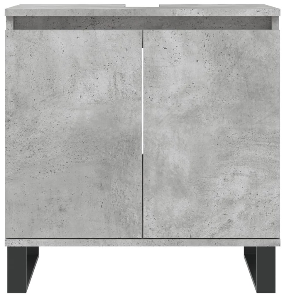 Betonszürke szerelt fa fürdőszobaszekrény 58x33x60 cm
