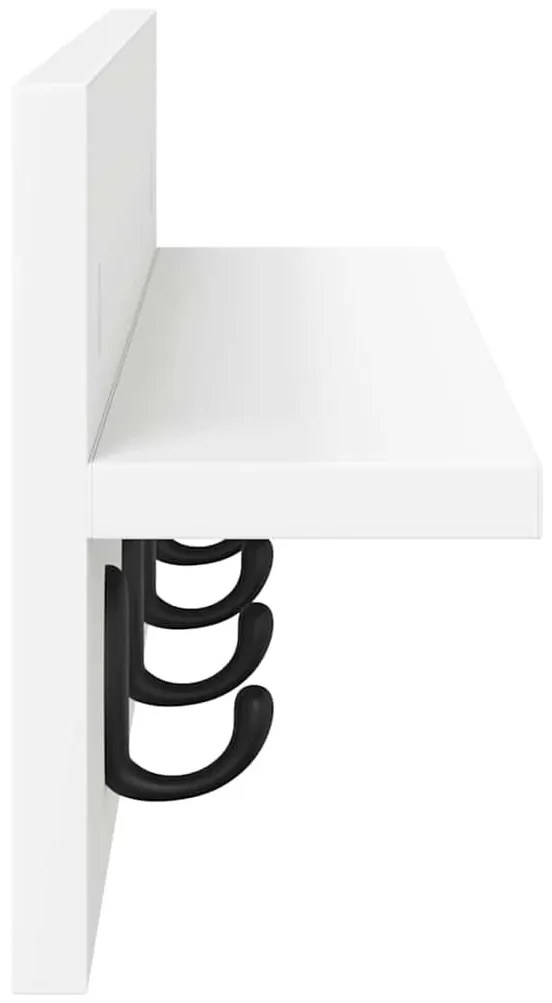 Fali Kabáthorog polcokkal Fehér 60 x 10.5 x 18 cm Faanyag