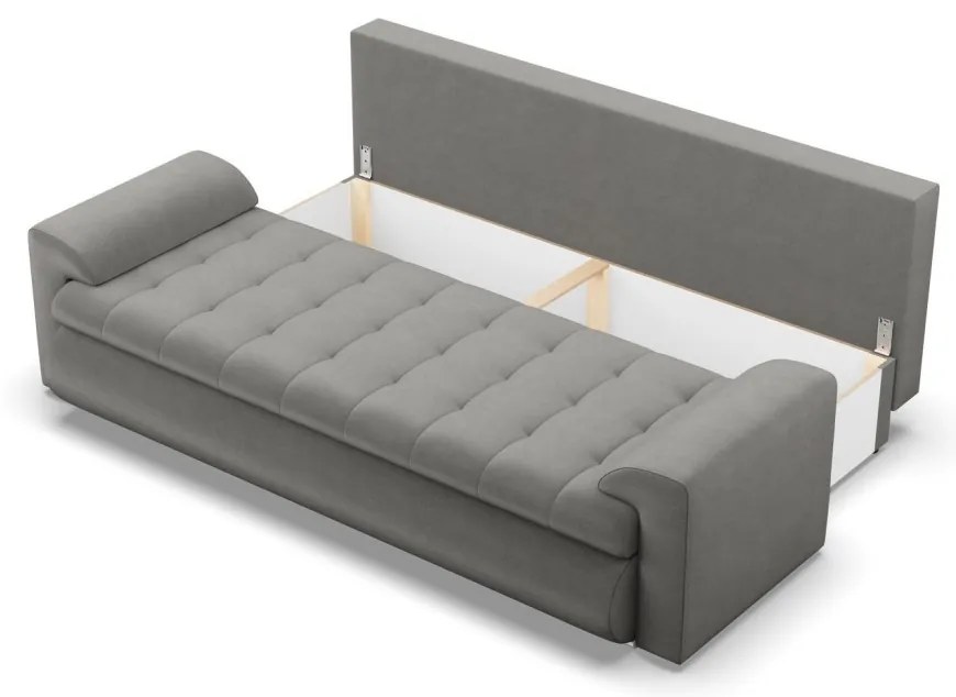 Tokio kanapéágy, bársony, világosszürke