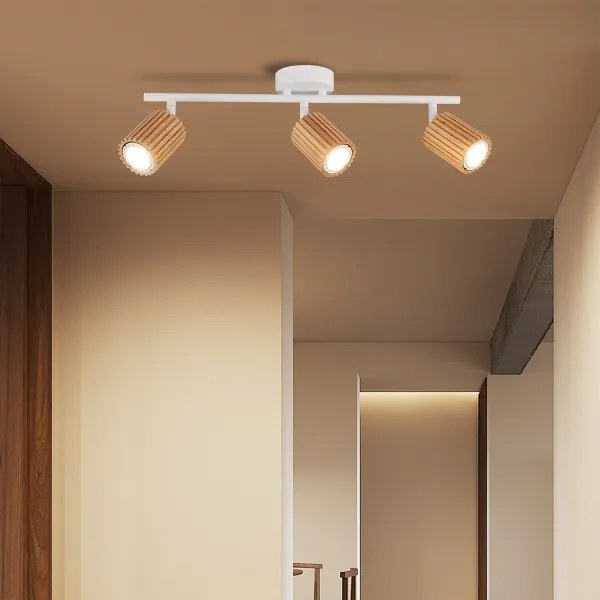 Brilagi - Spotlámpa MODERN WOOD 3xGU10/8W/230V kaucsukfa/fehér