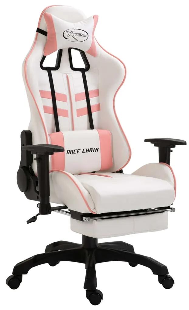 vidaXL rózsaszín műbőr gamer szék lábtartóval