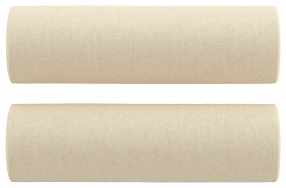 2 személyes krémszínű szövet kanapé díszpárnákkal 120 cm