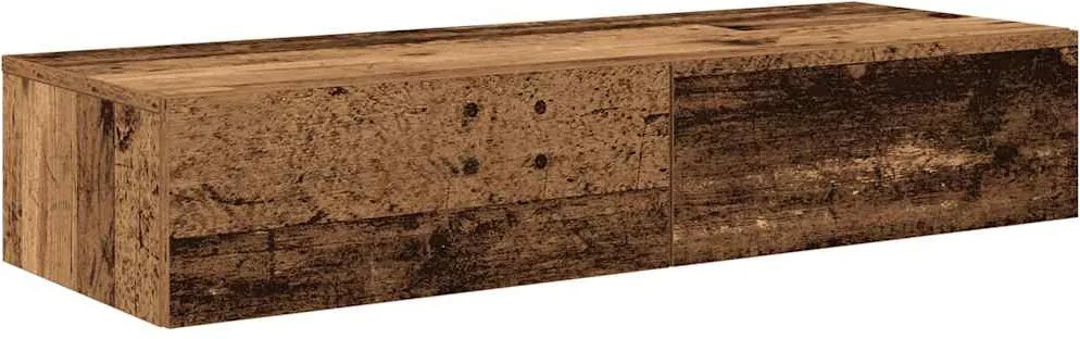 vidaXL Falipolc fiókokkal régi fa 100x36x19 cm műszaki fa