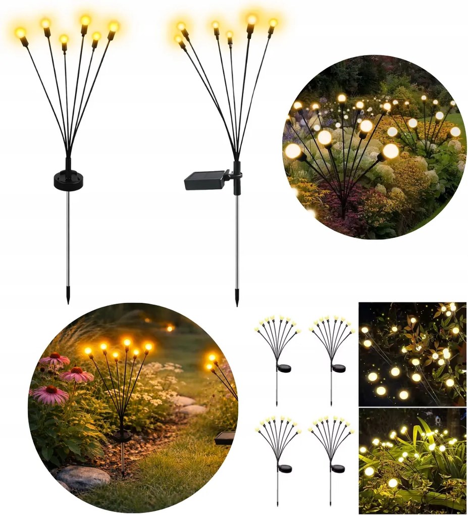 Kültéri napelemes kerti lámpa 6 golyó 2 db-os szett