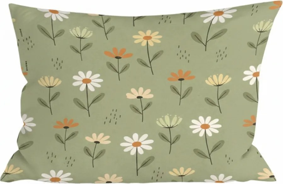 Pamut párnahuzat FLORAL NEST 40x60 cm, zöld