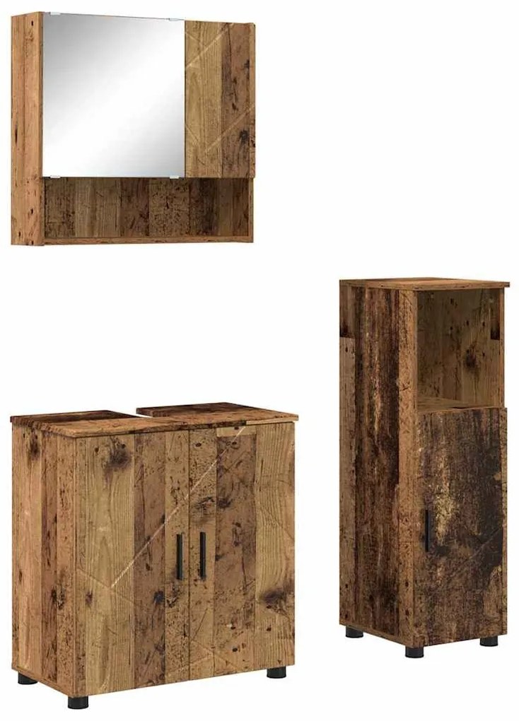 Fürdőszoba bútor szett 3 pcs Régi fa 61 x 35 x 64 cm Faanyag