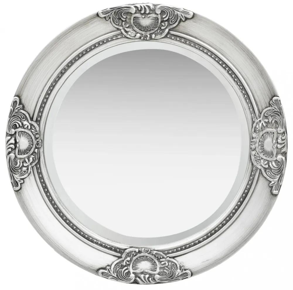Ezüstszínű barokk stílusú fali tükör 50 cm
