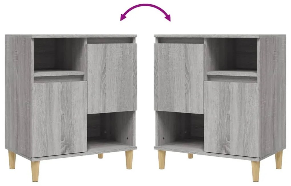 2 db szürke sonoma színű szerelt fa tálalószekrény 60x35x70 cm