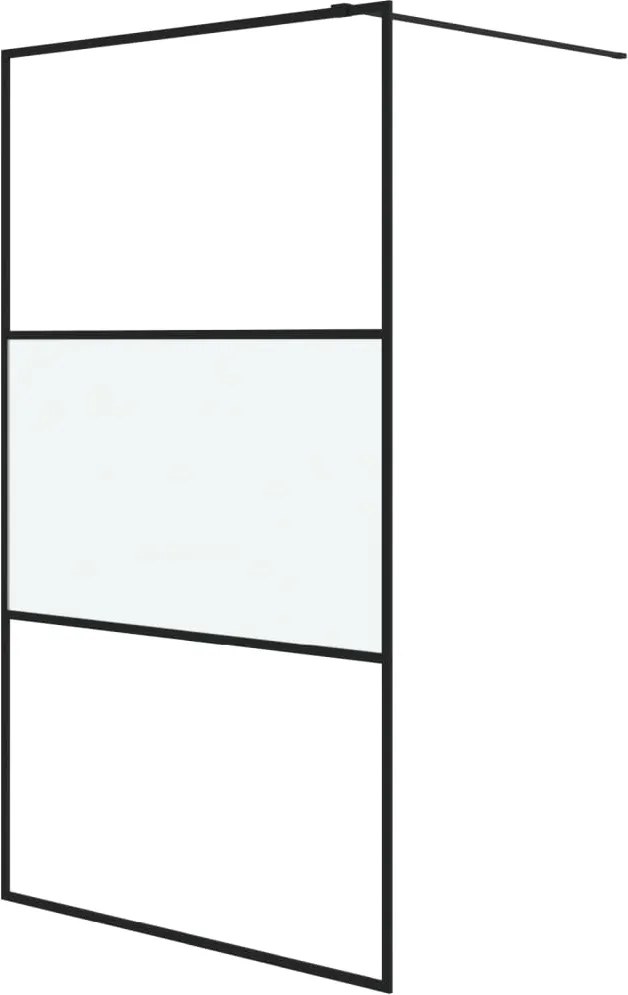 vidaXL fekete selyemmatt ESG üveg zuhanyfal 115x195 cm