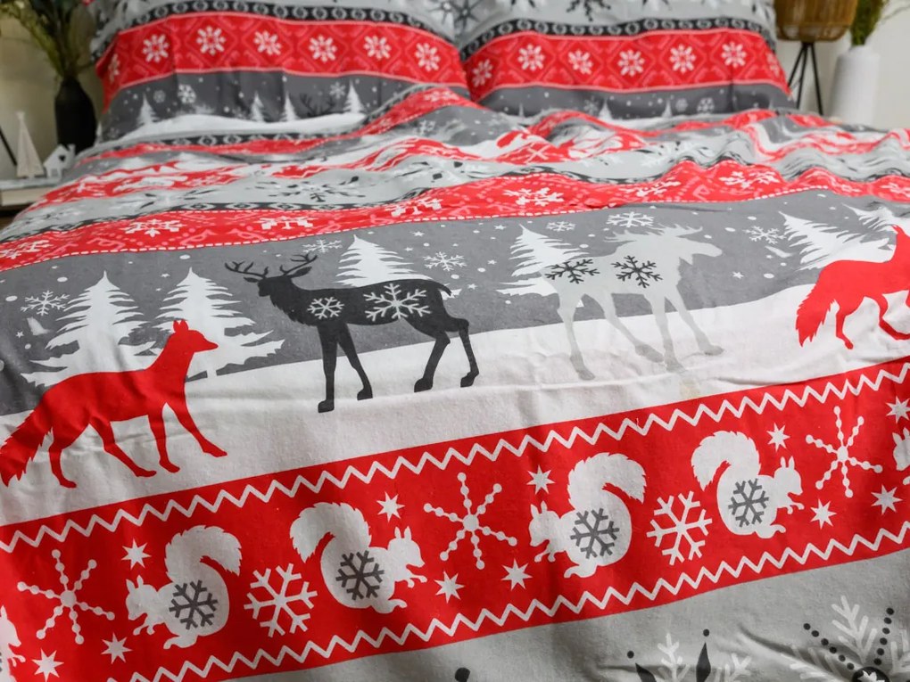 Flanel ágynemű SNOWY FOREST szürke Ágyneműhuzat mérete: 70 x 90 cm | 140 x 220 cm