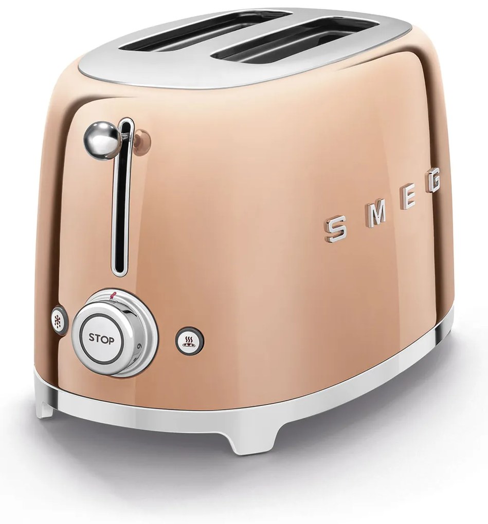 50-es évekbeli, Retro stílusú kenyérpirító, P2 rózsaszín arany 950W - SMEG