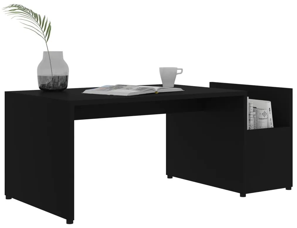 Fekete szerelt fa dohányzóasztal 90 x 45 x 35 cm