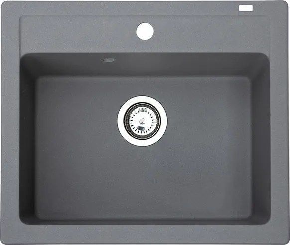 Quadro 60 Metalac 372984 Gránit Mosogatótálca - Extra mély, Egymedencés, Négyzet, Grafit