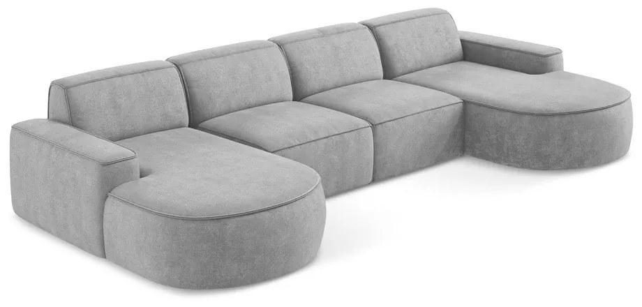 Világosszürke zsenília sarokkanapé (U alakú) Omao – Makamii