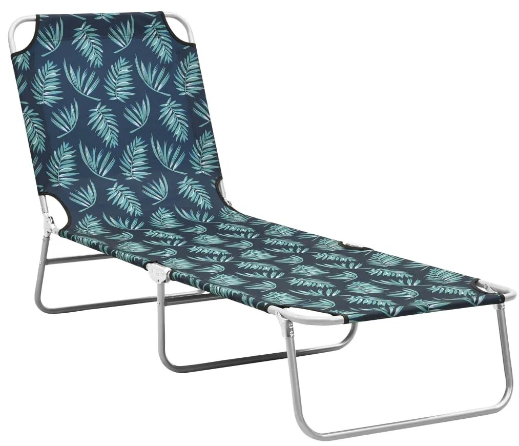 vidaXL összecsukható acél és levélmintás szövet napozóágy