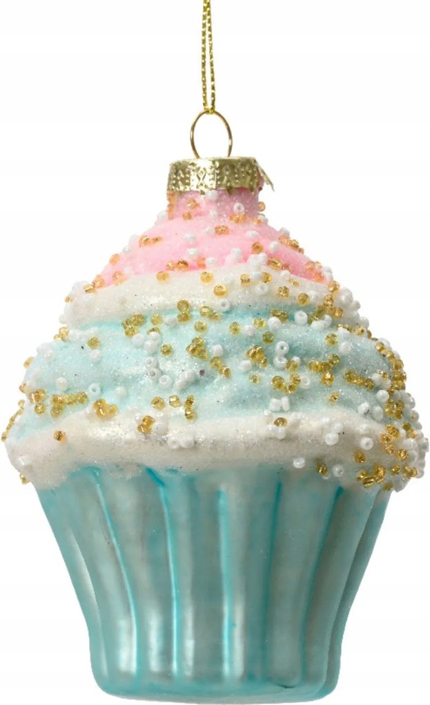 Üveg muffin gömb kék-fehér muffin