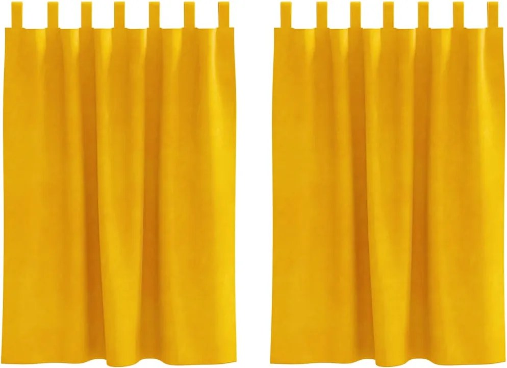 vidaXL Sötétítő függönyök 2 pcs Mustár sárga 140 x 140 cm Bársony