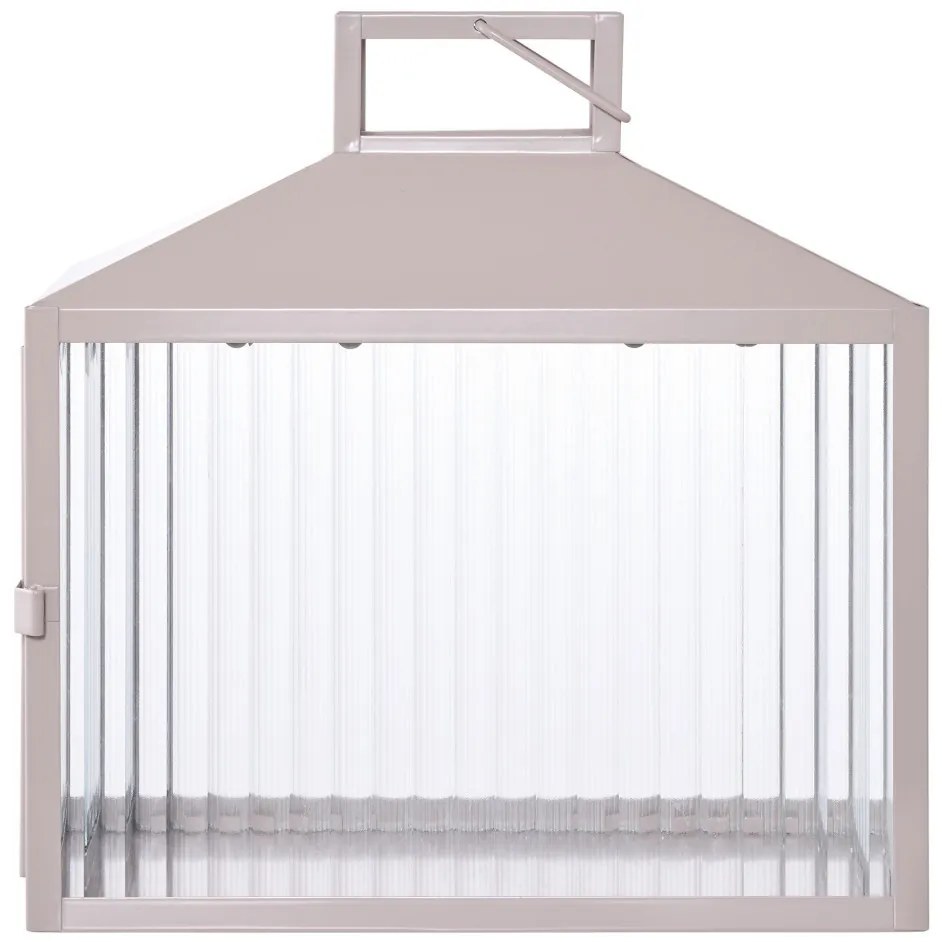 Lucca dekorációs lámpás, fém/üveg, bézs/szürke