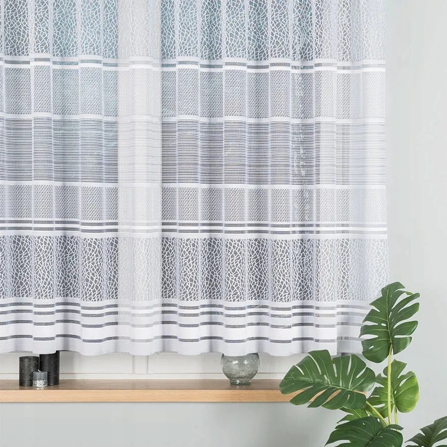 Jacquard Függöny Nappali Szoba Konyha 150cm fehér-szürke