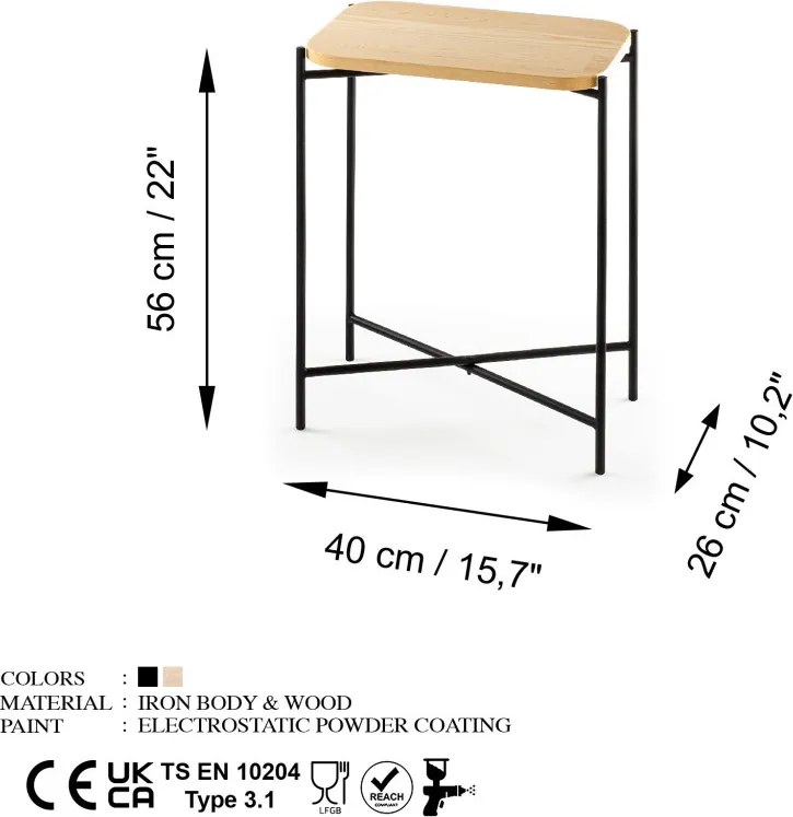 Dohányzóasztal, 40 cm – Shb-003