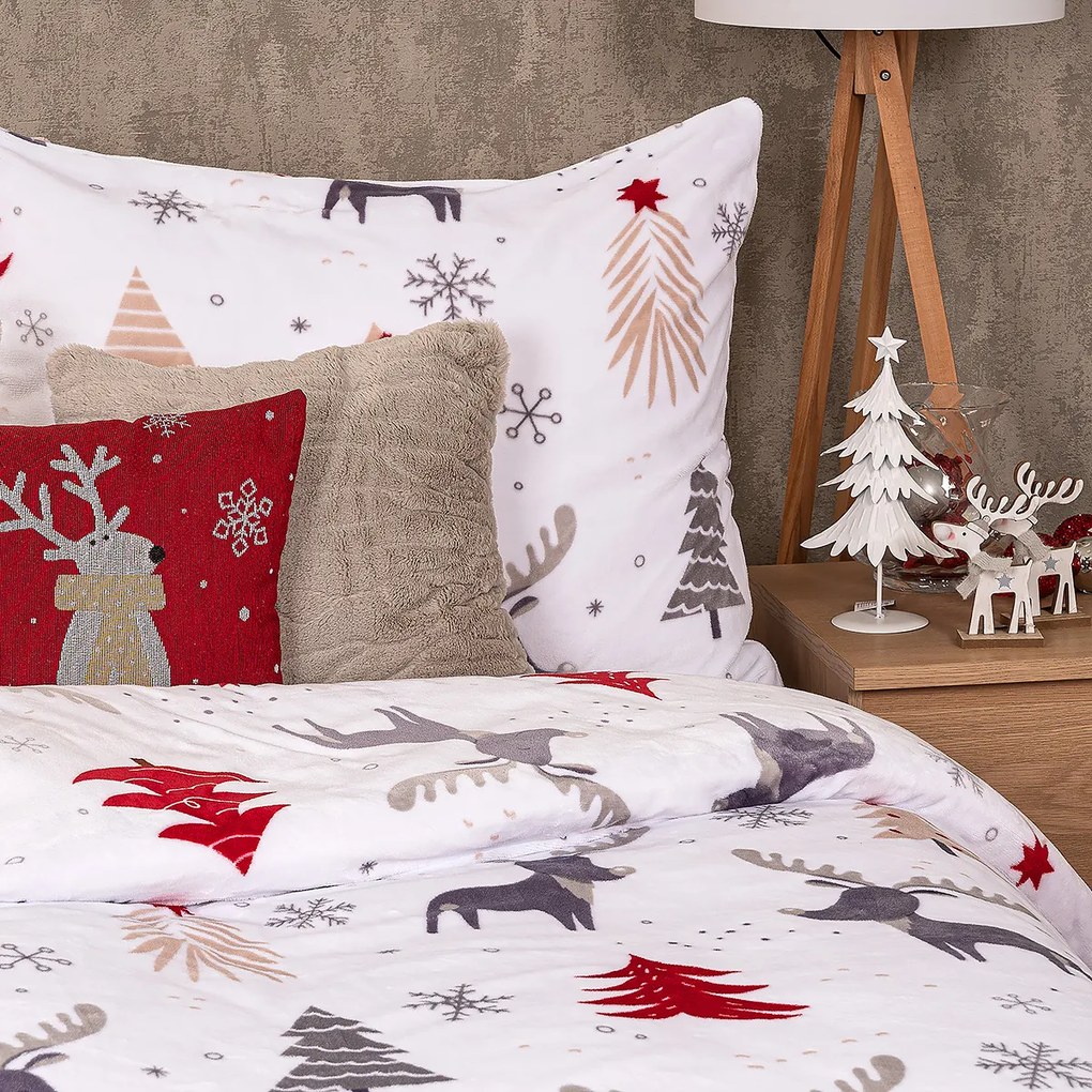 4Home Cute reindeer mikroflanel ágyneműhuzat, 160 x 200 cm, 70 x 80 cm