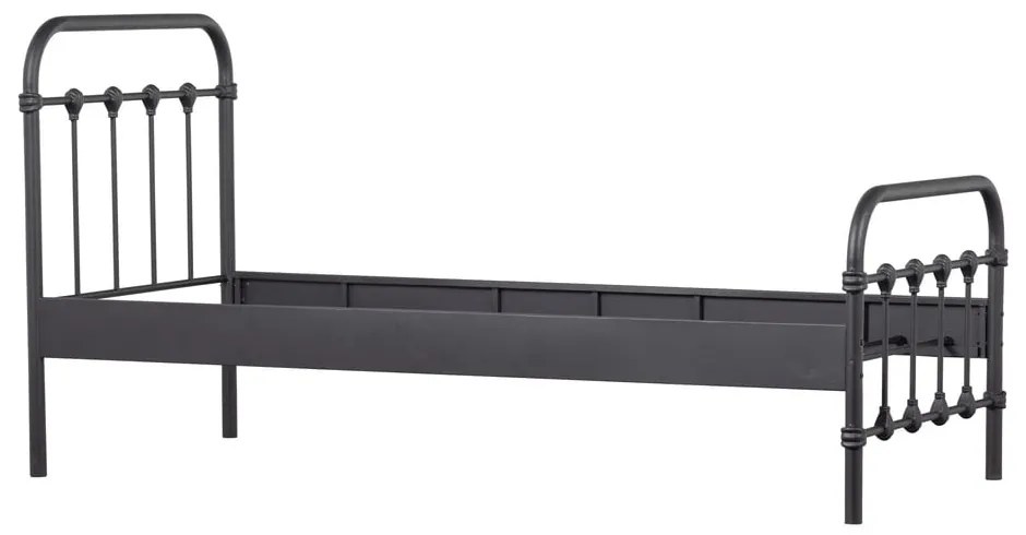 Fekete egyszemélyes ágy ágyráccsal 90x200 cm Moos – WOOOD