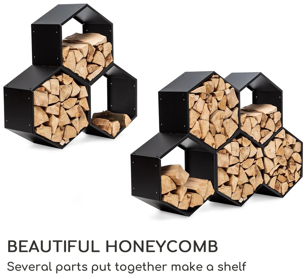 Blumfeldt Hexawood Black, fa állvány, hatszög alakú, 50,2 × 58 × 32 cm