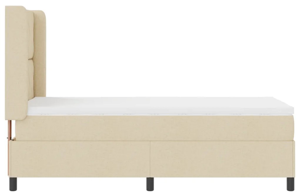 Boxspring Ágy Matrac Nélkül Krém 90x200 cm Szövet