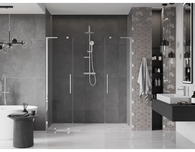 Mexen Velar L Duo, tolózuhanyajtó nyitáshoz 180 cm, 8 mm átlátszó üveg, króm, 871-180-003-02-01