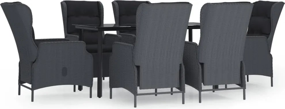 vidaXL 7 részes sötétszürke kerti étkezőgarnitúra