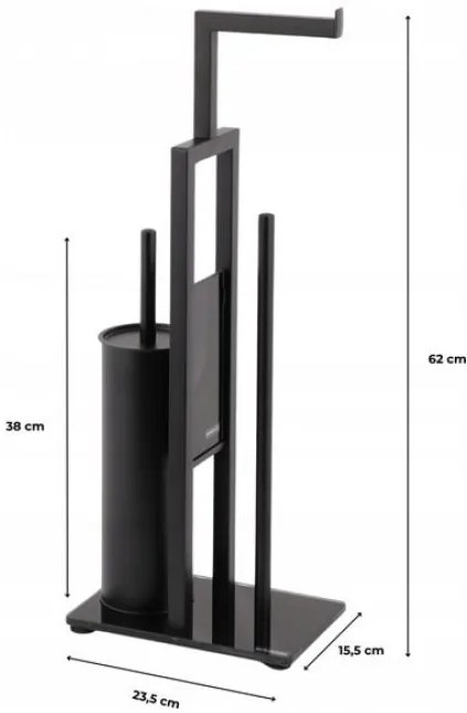 Erga Paulo, WC-papír tartó WC kefével és adagolóval, matt fekete, ERG-YKA-P.PAULO-BLK