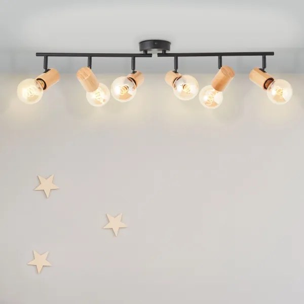 Brilliant - KERRY irányítható spotlámpa 6xE27/40W/230V fekete/bambusz