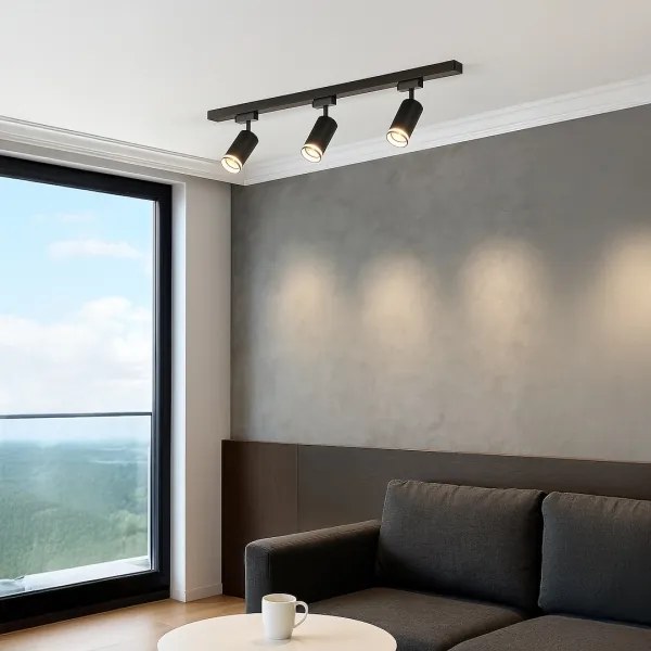 PIPE sínes rendszerbe szerelhető spotlámpa, 3x GU10/10W/230V, fekete