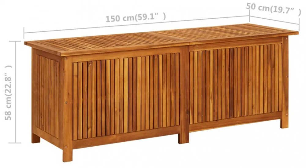 tömör akácfa kerti tárolóláda 150 x 50 x 58 cm