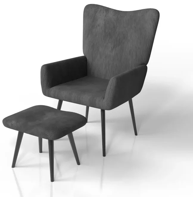 Juskys Odense fotel lábtartóval – szürke