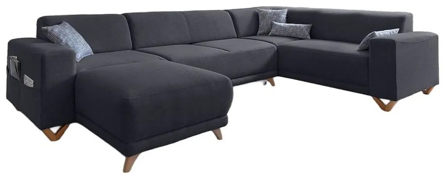 Antracitszürke kinyitható-tárolóhelyes sarokkanapé (jobb oldali-U alakú) Classy Sophie – Miuform