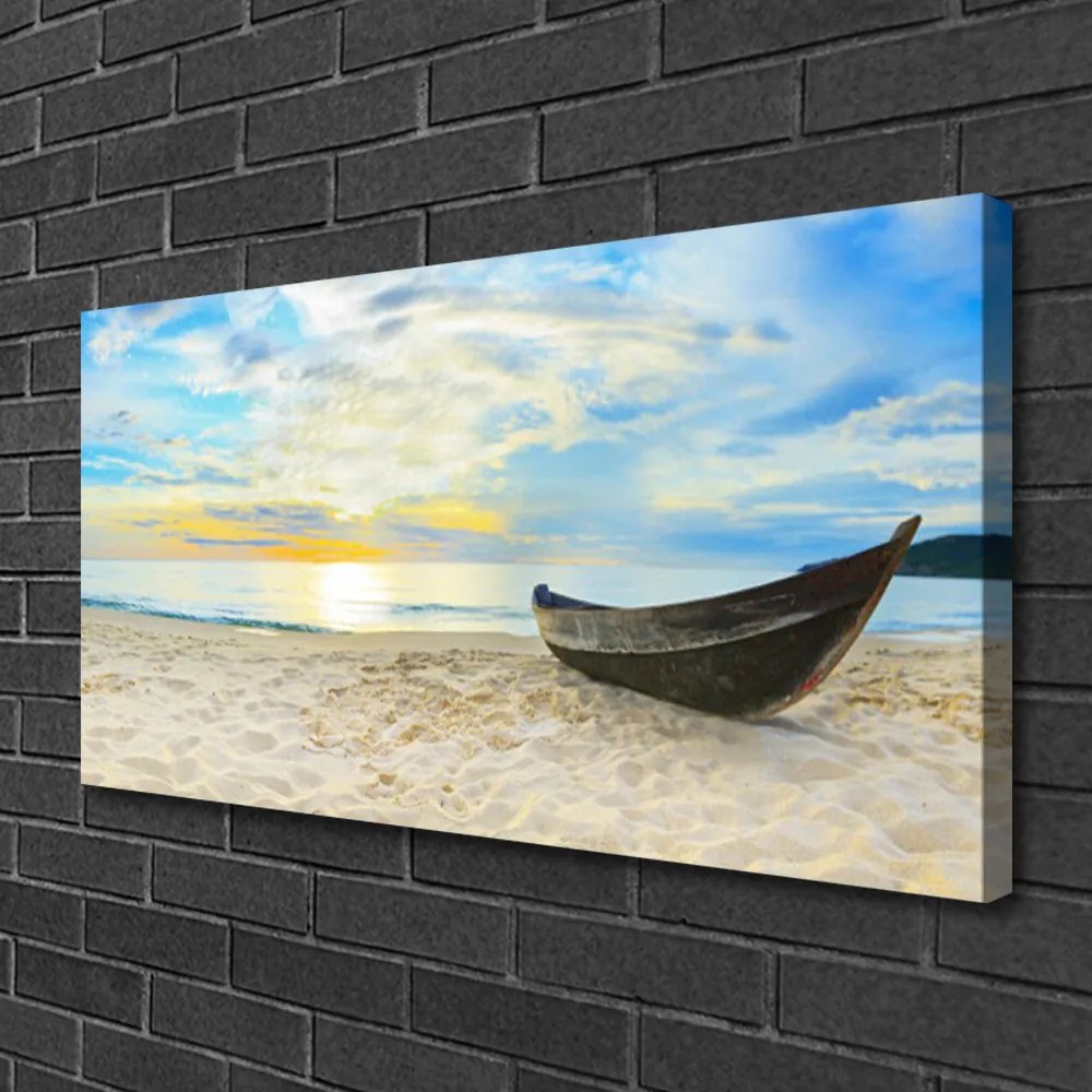Vászonkép falra Boat Beach Sea 140x70 cm