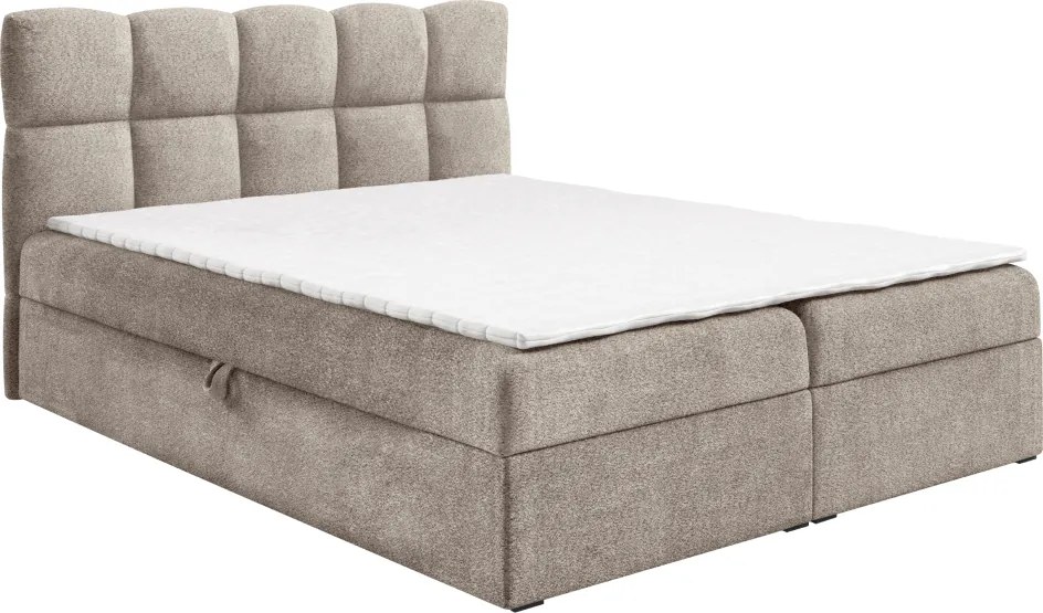 Boxspring ágy, 160x200, szürkésbézs Taupe, NEGRY
