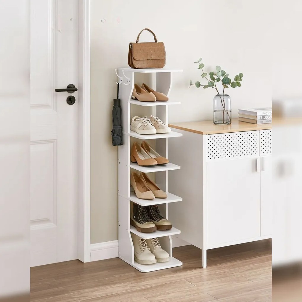 CINDY cipőtartó, 6 szint, 30x26,4x110,4 cm, fehér Vasagle