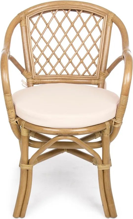 Natúr színű tömörfa-rattan kerti szék Athina – Bizzotto