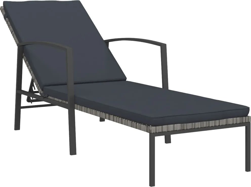 vidaXL szürke kerti polyrattan napozóágy párnával