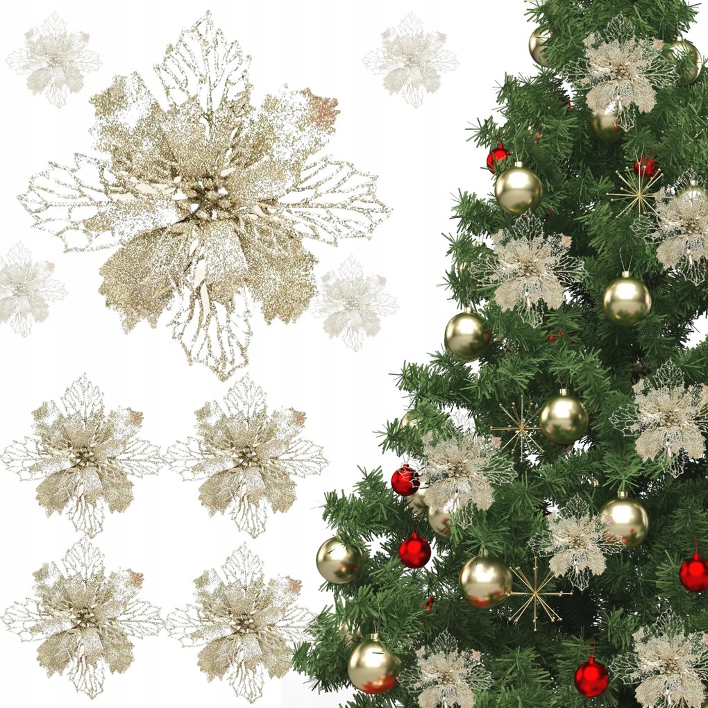 Betlehemi Csillag Karácsonyfa Virág Nád Mikulásvirág 6DB Dekoráció