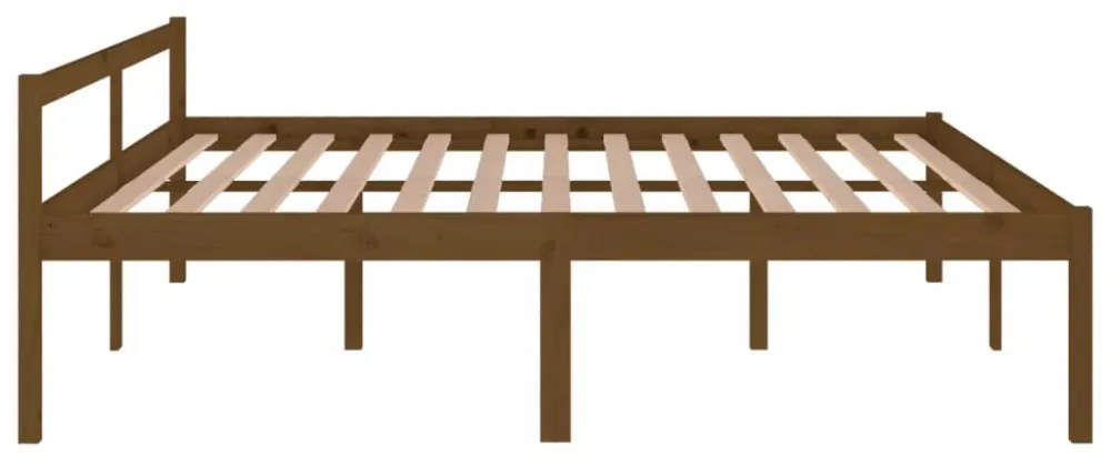 mézbarna tömör fenyőfa ágy időseknek 200 x 200 cm