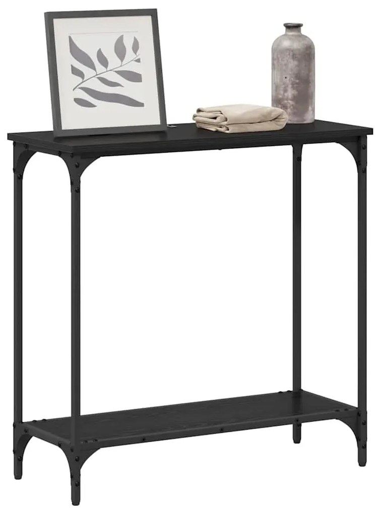 Konzolasztal polcokkal Musta tammi 75 x 30.5 x 75 cm Faanyag